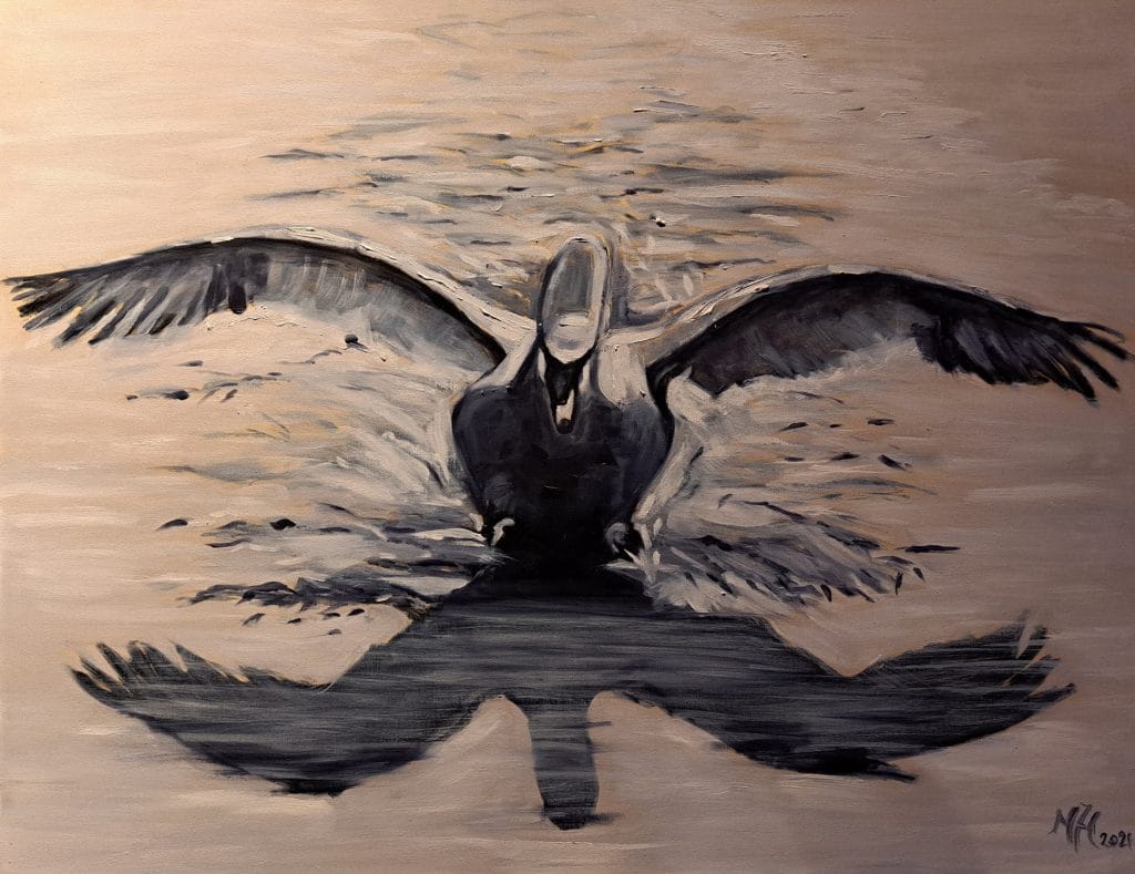 De zwaan Olieverf op doek 90x70cm