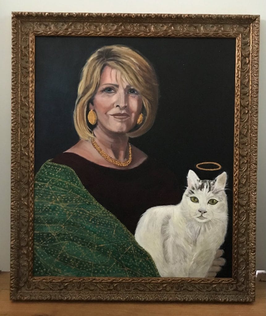 Maria met Luna Olieverf op doek 60x50cm