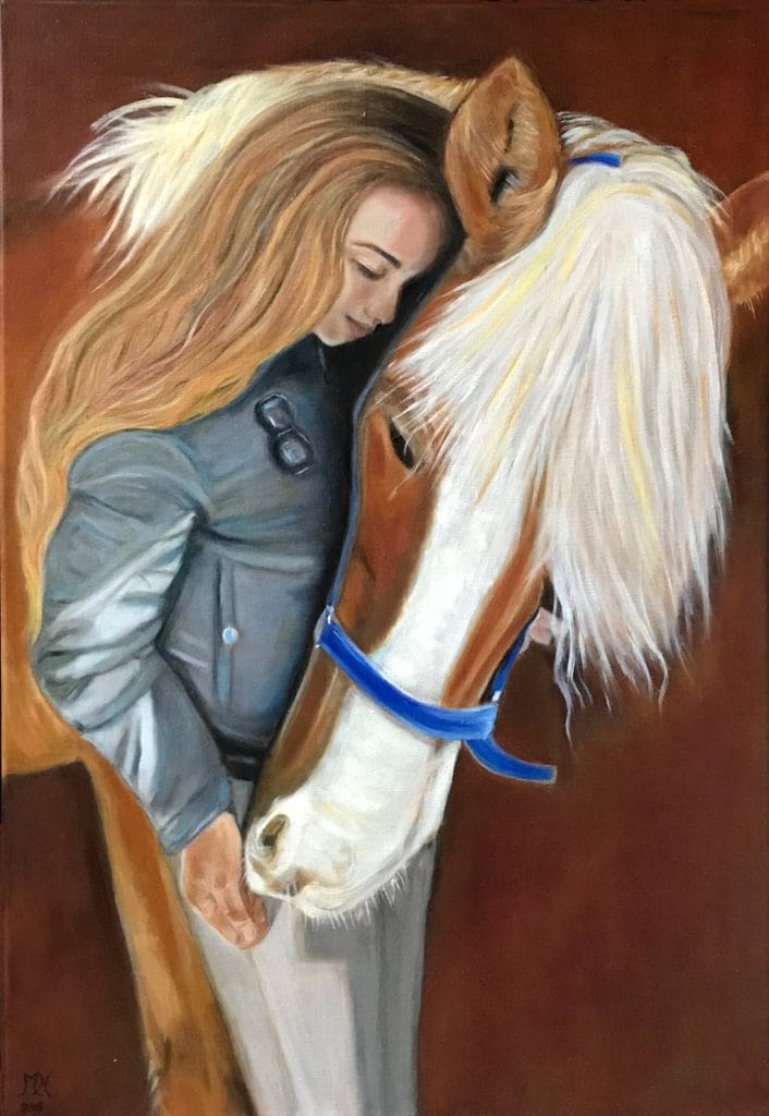 Meisje met paard Olieverf op doek 90x60cm