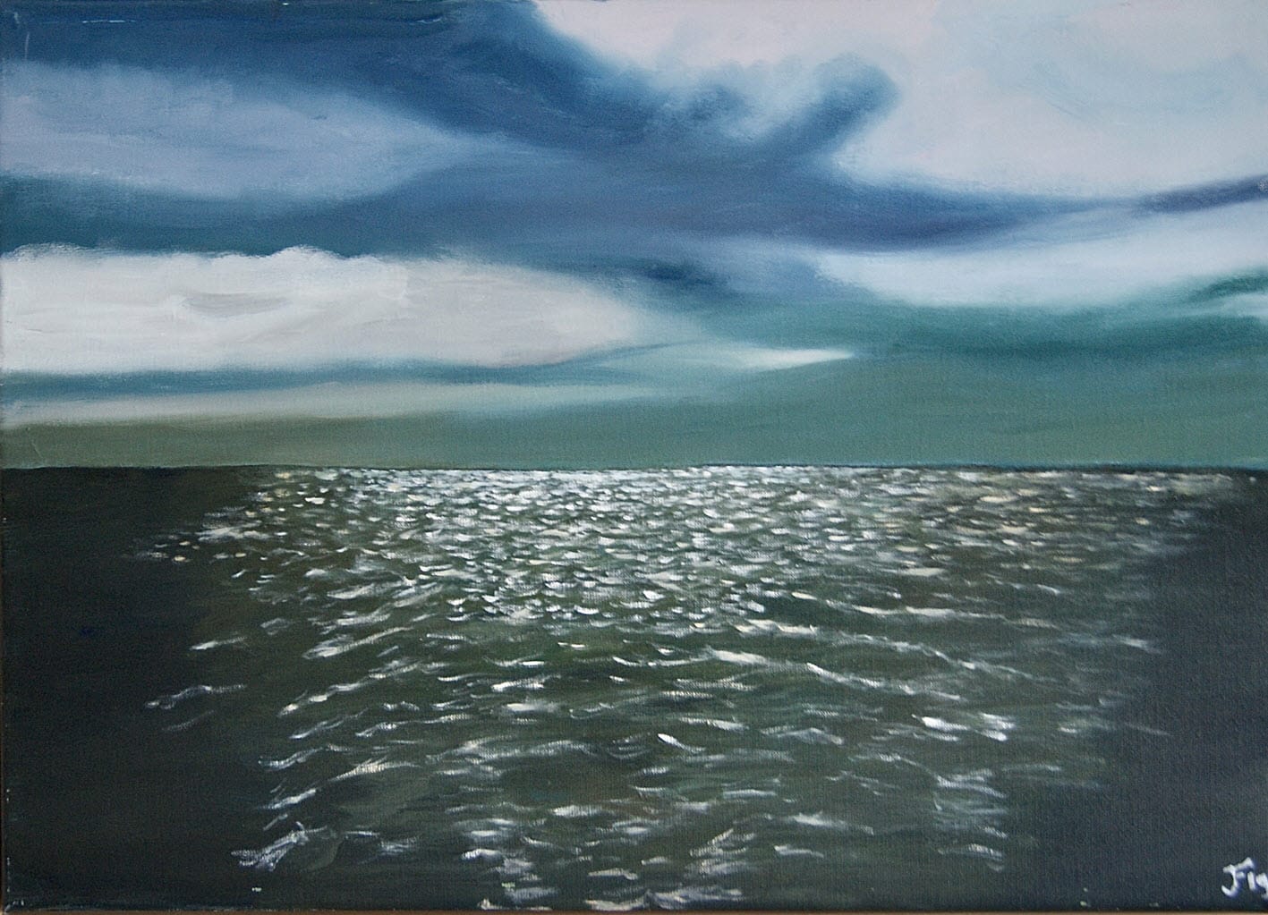 Zee, olieverf 70x50cm